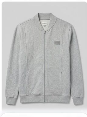 Dapper Boi Men’s Light Gray 100% Cotton Full-Zip Bomber Sweater jacket - size M